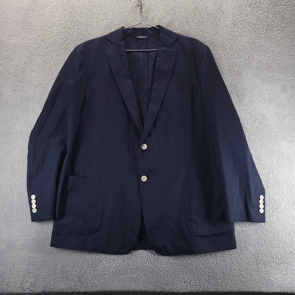 Brooks Brothers Sport Coat Mens 46 Blue Cotton Blazer Italian Fabric USA Regular